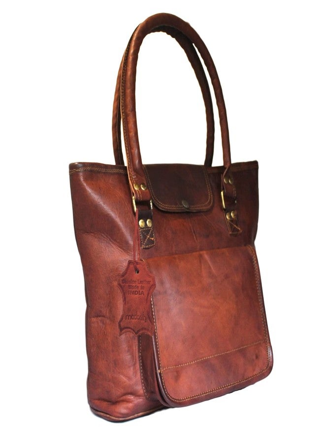 Madosh Genuine Leather Tote Handbag for Women - Stylish Brown Shoulder Purse, Office Business Bag, Everyday Shopper Tote, Spacious Work & Travel Bag - Image 1